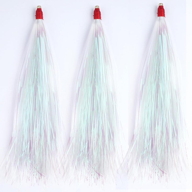VATEICO Fishing Teasers,Bucktail Teaser Mylar Flash Teaser Tail Rigs Skirts Hair Flounder Fishing Lure Bait Rigs for Saltwater Freshwater - Image 1